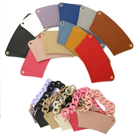 Portable PU Leather Coffee Cup Sleeve Anti-Scald Heat Insulation Handheld Milk Tea Cup Cover With Metal Eyelets Stitching