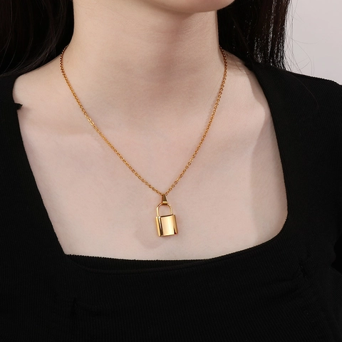 Pendente Lucchetto In Acciaio Inossidabile Lucidato Ciondolo Per DIY Collana Creazione Di Gioielli Stile Minimalista Unisex