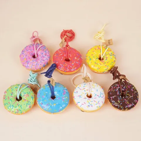 Simulation Doughnut Squishy Toy PU Slow Rebound Stress Relief Bag Pendant Hanging Decor With Colorful Sprinkles Novelty