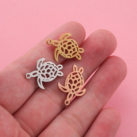 Colgante De Tortuga Marina Forma De Animal Hueca Acero Inoxidable 304 Pulido Espejo Accesorio De Joyería DIY
