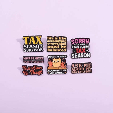Humorous Accountant Tax Season Survivor Enamel Pin Alloy Lacquer Career Quote Lapel Badge Professional Office Jewelry Gift