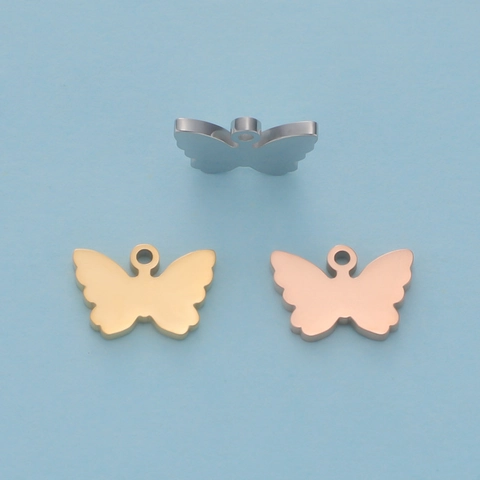 Colgante De Mariposa Charm Acero Inoxidable 304 Hueco Pulido Espejo Para DIY Collar Pulsera Accesorios De Joyería