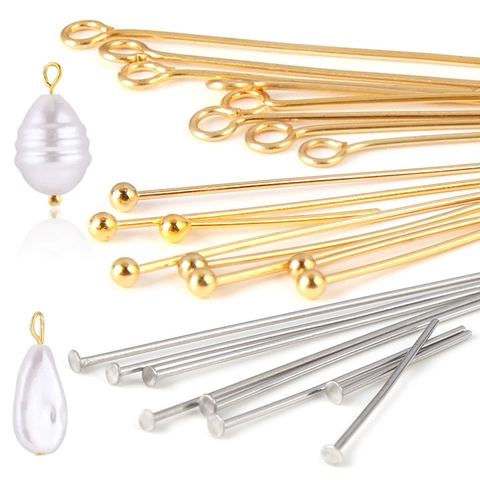 Stainless Steel Flat Head Eye Ball Pins For DIY Jewelry Making Earrings Necklace Finding Gold Silver Plated