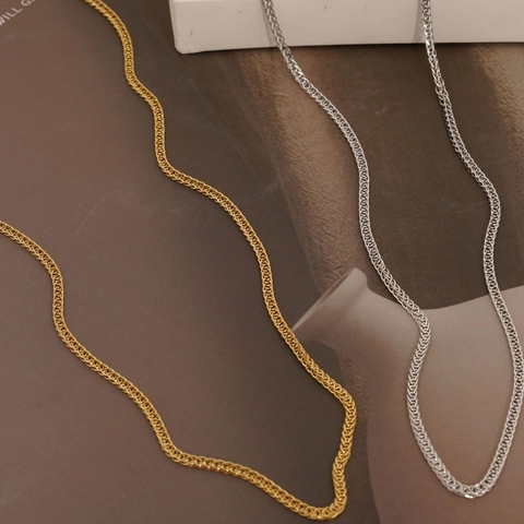 Minimalistische Chopin Kette Halskette Edelstahl PVD Vergoldet Gewebte Weizenkette Wasserfest Hypoallergener Schmuck