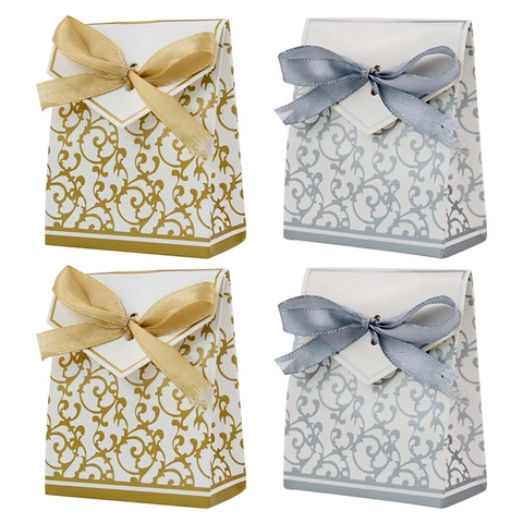 Wedding Candy Boxes Hollow Out Paper Gift Bags With Ribbon Bow Baroque Vintage Party Favors For Guests European Style