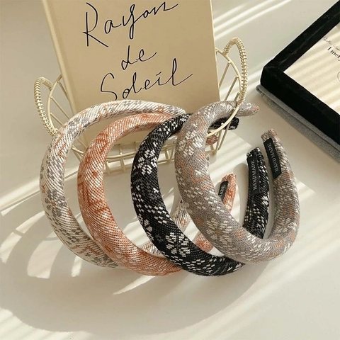 Gestricktes Wolle Stirnband Vintage Schneeflocken Muster Weich Wattiert Haar-Accessoire Für Damen Herbst Winter Handgemacht