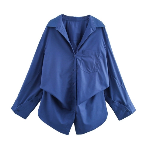 Women Loose Poplin Shirt Polyester Long Sleeve Striped Button Down Casual Office Daily Fashion Blouse Top