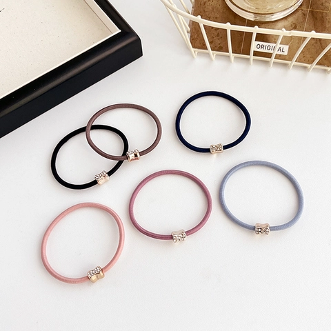 Hochelastische Haargummis Mit Strass Metalldekor Minimalistische Ponytail Halter Haarband Für Frauen