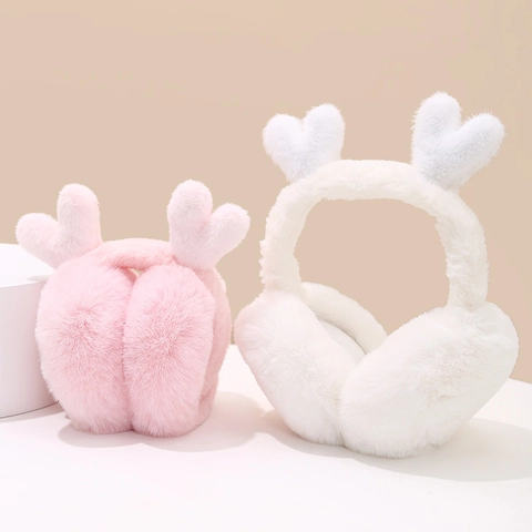 Orejeras De Felpa Cálidas De Invierno Con Decoración En Forma De Corazón Orejeras Plegables De Piel Sintética