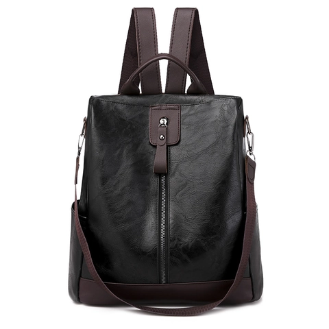 Women Backpack PU Leather Anti-theft Multi-functional Retro Travel Casual Large Fashion Bag For Ladies Vintage