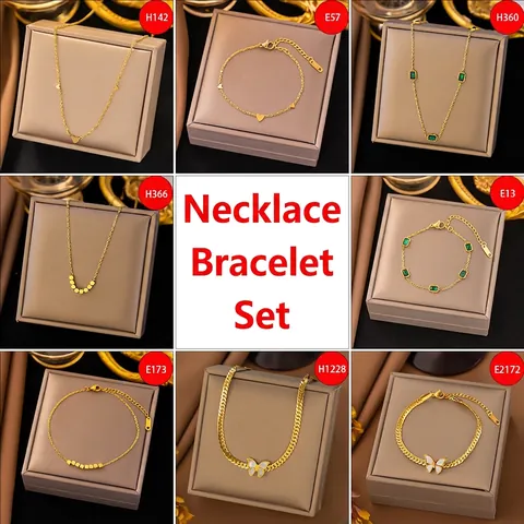 Edelstahl Halskette Und Armband 18K Vergoldet Herz Künstliche Perle Zirkon Zierlicher Minimalistischer Schmuck Für Frauen Elegant