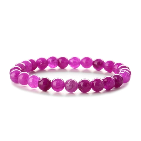 Natural Stone Round Bead Bracelet Multicolor Agate Chalcedony Amethyst Beaded Elastic String Bracelet Jewelry Gift For Women Men