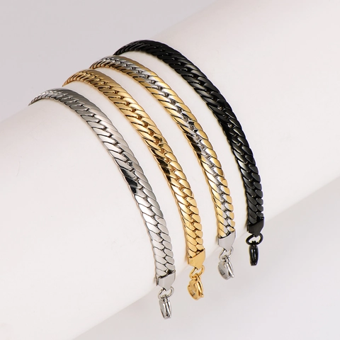 Collar Y Pulsera De Cadena De Acero Inoxidable 304 Bañado En Oro De 18K Joyería De Eslabones Pulidos Hip Hop Punk Para Hombre