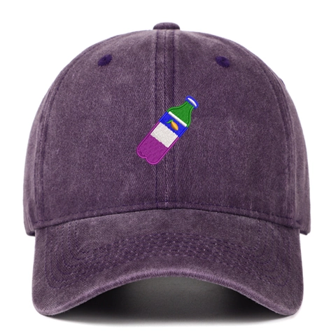 Washed Cotton Baseball Cap With Bottle Embroidery Adjustable Vintage Sunshade Outdoor Hip Hop Hat For Women And Men