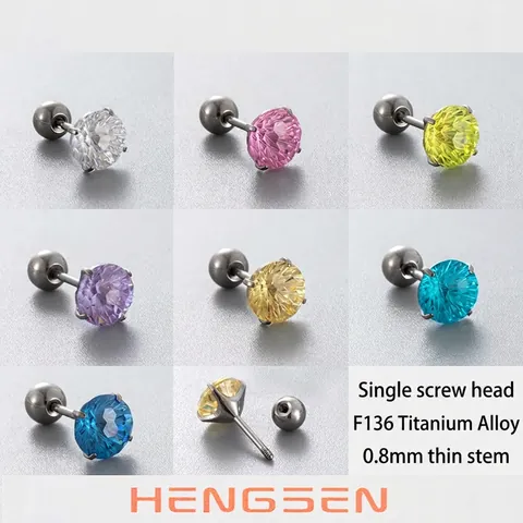Titanium Legierung Zirkonia Ohrstecker Schraubverschluss Feuerwerk Schliff Rund Hypoallergen Helix Knorpel Piercing Für Damen