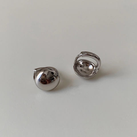 Minimalist Silver Color Round Ball Ear Buckle For Women Polished Copper Hoop Earrings Fashion Niche Design Jewelry
