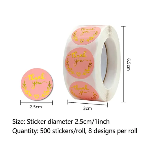 Adesivi Ringraziamento Tondi Rosa Oro Decorativi Etichette Per Confezioni Regalo Spedizione Affari Fatto A Mano Con Amore