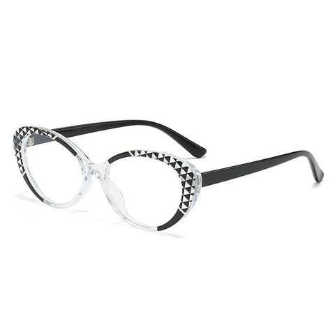 Cat Eye Anti Blue Light Glasses TR90 Frame Transparent Geometric Pattern Fashion Computer Eyewear For Women Men Trendy