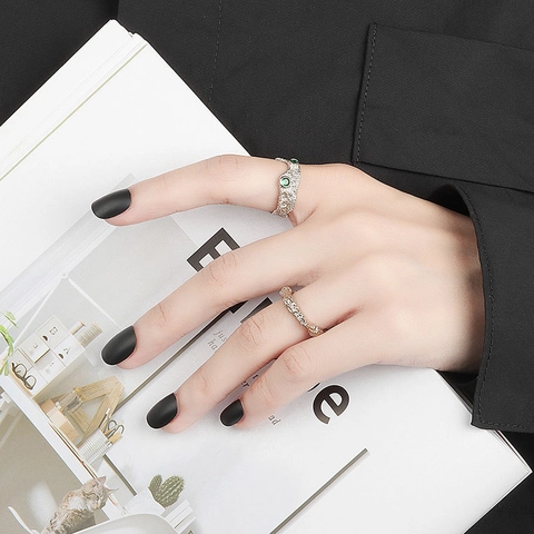 Unregelmäßiger Lava Textur Offener Ring Unebene Oberfläche Kupfer Verstellbarer Minimalistischer Moderner Schmuck Für Damen