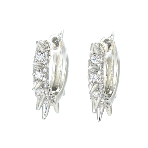 Punk Spike Hoop Ohrringe Kupfer Mit Zirkonia Nieten Huggie Hip Hop Retro Schmuck Für Herren Damen