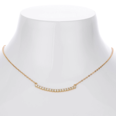 Smile Curved Bar Necklace 925 Sterling Silver Elegant Zircon Pendant Minimalist Jewelry For Women