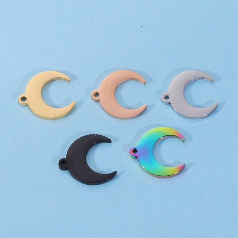 Colgante De Luna Creciente Acero Inoxidable 304 Pulido Espejo Dije De Cuerno Para Creación De Joyas DIY