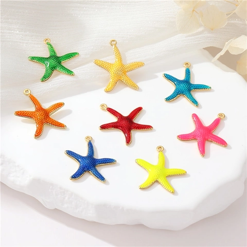 Pendentif Étoile De Mer Cuivre Émail Animal Marin Charms Colorés DIY Accessoires De Bijoux Pour Collier Bracelet Femmes