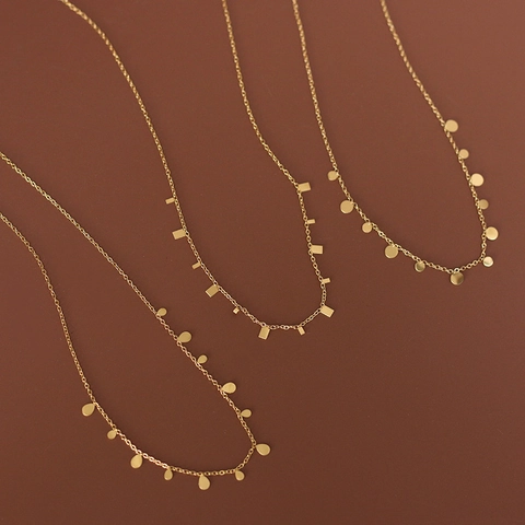 Minimalistische Geometrische Anhänger Halskette Aus Titanstahl Vergoldet Einfacher Modeschmuck Für Damen