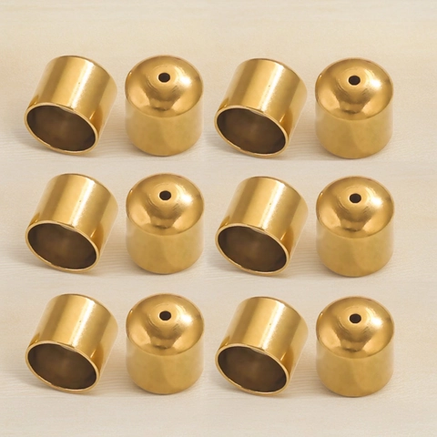 Tapas De Extremo De Cordón De Acero Inoxidable Conectores De Barril Chapados En Oro Suministros Para Hacer Joyas DIY