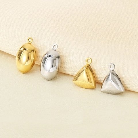 Geometrische Edelstahl Anhänger Poliert Dreieck Oval Raute Für DIY Schmuckherstellung Gold Silber Zubehör