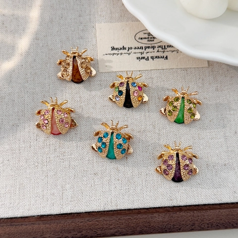 Fashion Alloy Rhinestone Ladybug Beetle Brooch Personalized Animal Pin For Women Clothes Decoration Accessories Jewelry