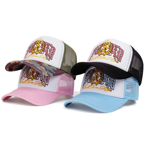 Vintage Trucker Kappe Baumwollnetz Stickerei Small Town Kid Baseball Kappe Verstellbar Outdoor Streetwear Männer Frauen