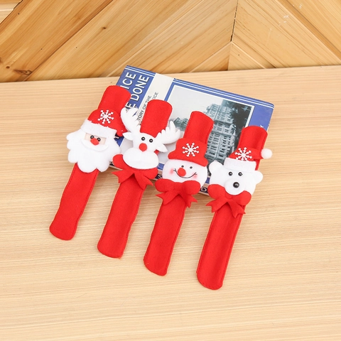 Braccialetti A Scatto Di Natale Paillettes Tessuto Peluche Babbo Natale Pupazzo Di Neve Renna Per Regali Di Festa E Party