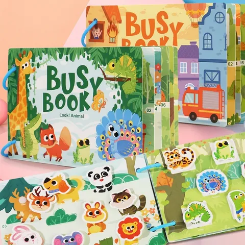 Early Education Busy Book Montessori Quiet Toy Reusable Cognitive Interactive Learning Preschool Paper Cardboard