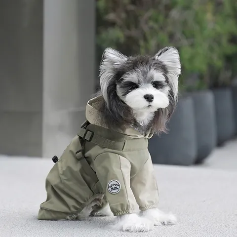 Dog Raincoat Waterproof Jumpsuit With Integrated Harness Reflective Strip Outdoor Mountain Style Hooded For Dogs