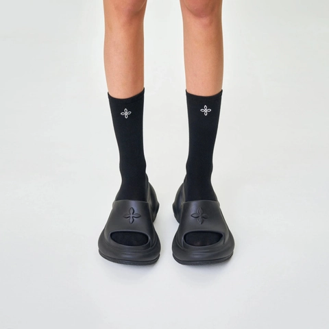 Cotton Socks For Women Embroidered Cross Flower Casual Sports Ribbed Breathable Mid Over-Knee High Ankle