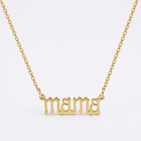 Mama Pendant Necklace 18K Gold Plated Stainless Steel Gothic Letter Jewelry For Women Mother Day Gift Minimalist
