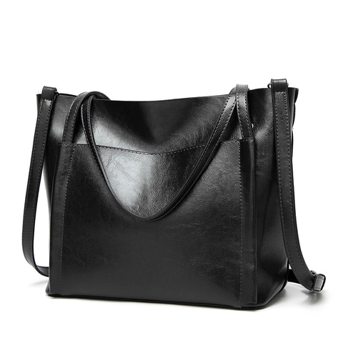 Bolso Tote Mujeres Retro Aceite Cera Cuero PU Gran Capacidad Bolso De Hombro Mano Minimalista Moda
