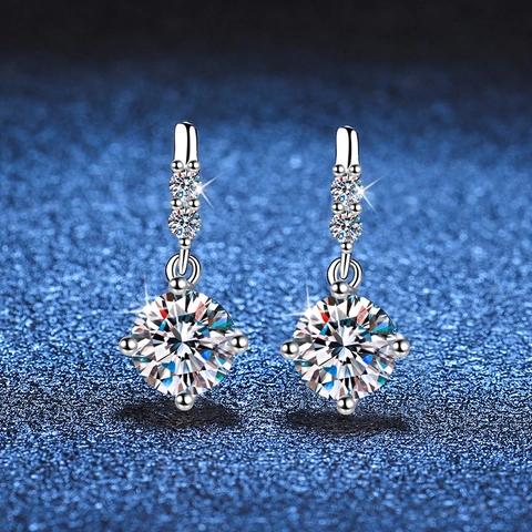 925 Sterling Silver Moissanite Drop Earrings For Women Elegant Sparkling Rhinestone Geometric Dangle Earrings Jewelry Gift