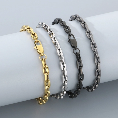 Set Di Gioielli Collana E Bracciale In Acciaio Inossidabile Hip Hop Catena Naso Di Maiale Per Uomini Donne Accessorio Di Tendenza