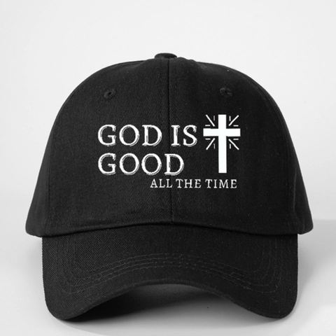 Baseball Cap God Is Good All The Time Cross Print Polyester Adjustable Sun Protection Religious Casual Hat For Adult