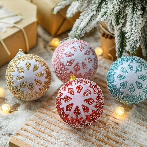 Palle Di Natale In Schiuma Con Glitter E Fiocchi Di Neve Ornamenti Per Festa Decorazioni Per Albero Di Natale Pendente Appeso
