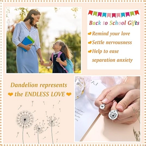 Dandelion Necklace Stainless Steel Round Pendant Jewelry For Mother And Daughter First Day Of School Gift
