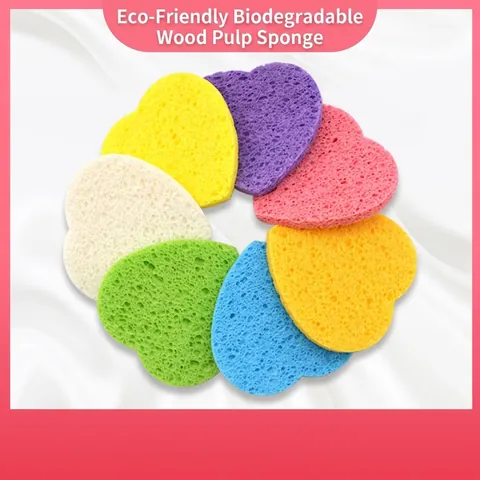Hartvormige Gezichtsreinigingsspons Houtpulp Cellulose Gezichtswaspad Zachte Exfoliërende Make-up Verwijderaar Gekleurde Tools