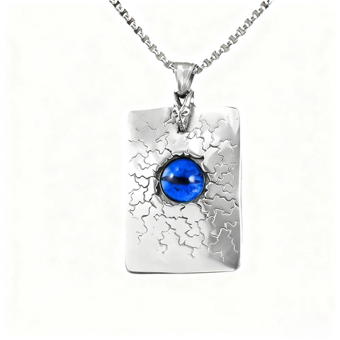 Evil Eye Anhänger Halskette 316L Edelstahl Gothic Punk Vintage Riss Textur Schmuck Für Herren Und Damen