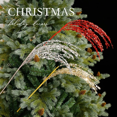 Christmas Tree Decor Branches Sparkly Sequined Glitter DIY Floral Arrangement Holiday Party Home Decor Flexible