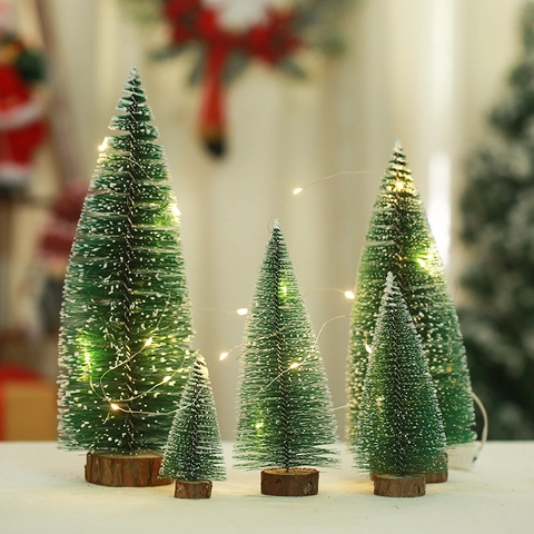 Mini Künstlicher Weihnachtsbaum Mit Beschneiten Kiefernnadeln Und Massivholzsockel Für Die Tischdekoration Zu Den Feiertagen