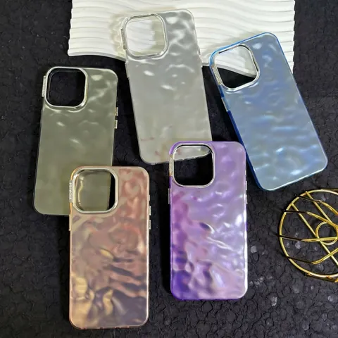 Phone Case 3D Water Ripple PC IMD Electroplated Metallic Texture Luxury Shockproof Protective Cover For Smartphone