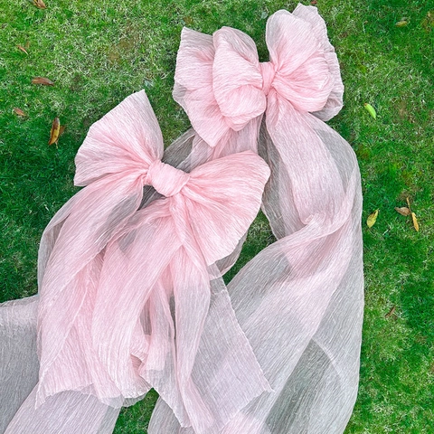 Grande Fiocco In Chiffon Plissettato Rosa Ornamento Appeso Romantico Per Matrimonio Festa Giardino Sfondo Decorazione Evento DIY