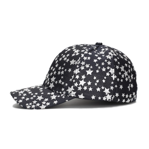 Berretto Da Baseball Con Stampa A Stelle Poliestere Regolabile Parasole All'aperto Hip Hop Streetwear Cappello